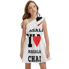 I Love Masala Chai Kids  One Shoulder Party Dress by ilovewhateva