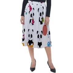 Playing Panda Cartoon Classic Velour Midi Skirt 