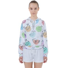 Cartoon Bird Cute Doodle Bird Women s Tie Up Sweat by Salman4z