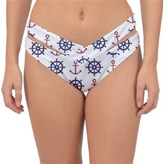 Nautical Seamless Pattern Double Strap Halter Bikini Bottoms