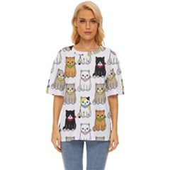 Cat Kitten Seamless Pattern Oversized Basic Tee by Salman4z