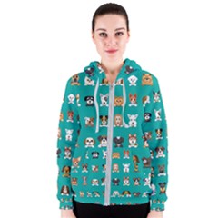 Different-type-vector-cartoon-dog-faces Women s Zipper Hoodie by Salman4z