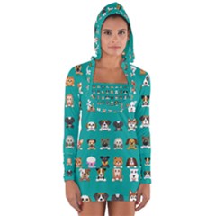 Different-type-vector-cartoon-dog-faces Long Sleeve Hooded T-shirt by Salman4z