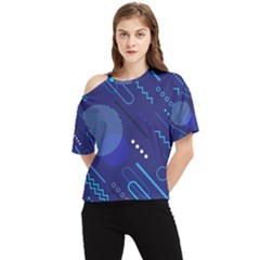 Classic-blue-background-abstract-style One Shoulder Cut Out Tee by Salman4z