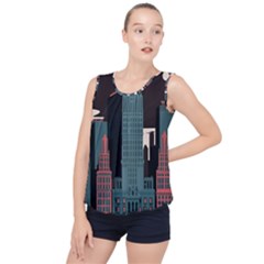 New York City Nyc Skyline Cityscape Bubble Hem Chiffon Tank Top