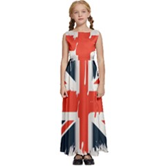 Union Jack England Uk United Kingdom London Kids  Satin Sleeveless Maxi Dress by Ravend