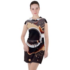 Coffee Cafe Espresso Drink Beverage Drawstring Hooded Dress by Ravend