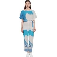 Wave Tsunami Tidal Wave Ocean Sea Water Batwing Lightweight Chiffon Jumpsuit by Ravend