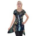 Jungle Tropical Trees Waterfall Plants Papercraft Short Sleeve Side Drop Tunic View1