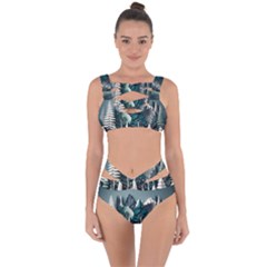 Forest Papercraft Trees Background Bandaged Up Bikini Set 