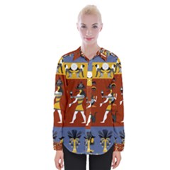 Ancient-egyptian-religion-seamless-pattern Womens Long Sleeve Shirt