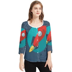 Rocket-with-science-related-icons-image Chiffon Quarter Sleeve Blouse