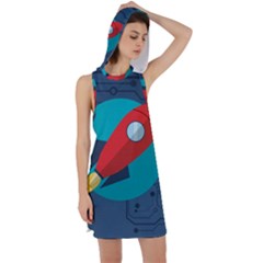Rocket-with-science-related-icons-image Racer Back Hoodie Dress by Salman4z