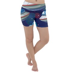 Ufo-alien-spaceship-galaxy Lightweight Velour Yoga Shorts by Salman4z