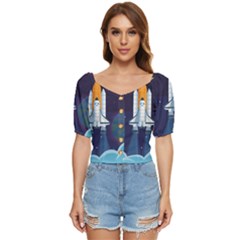 Spaceship-milkyway-galaxy Button Up Blouse