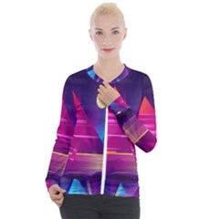 Egyptian-pyramids-night-landscape-cartoon Casual Zip Up Jacket by Salman4z