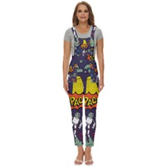 Vector-flat-space-design-background-with-text -- Women s Pinafore Overalls Jumpsuit by Salman4z