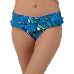About-space-seamless-pattern Frill Bikini Bottoms