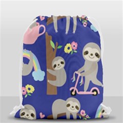 Hand-drawn-cute-sloth-pattern-background Drawstring Bag (small) by Salman4z