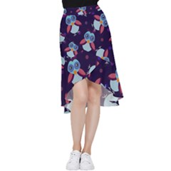 Owl-pattern-background Frill Hi Low Chiffon Skirt by Salman4z