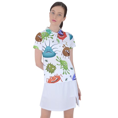Dangerous-streptococcus-lactobacillus-staphylococcus-others-microbes-cartoon-style-vector-seamless Women s Polo Tee by Salman4z