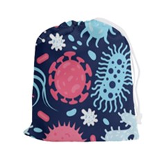 Seamless-pattern-microbes-virus-vector-illustration Drawstring Pouch (2xl) by Salman4z