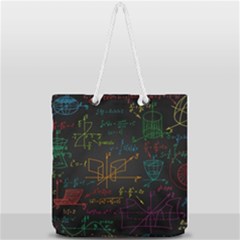 Mathematical-colorful-formulas-drawn-by-hand-black-chalkboard Full Print Rope Handle Tote (large) by Salman4z