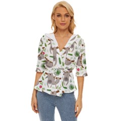 Seamless-pattern-with-cute-sloths Lightweight Drawstring Hooded Top