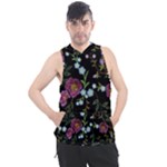 Embroidery-trend-floral-pattern-small-branches-herb-rose Men s Sleeveless Hoodie