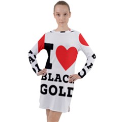 I Love Black Gold Long Sleeve Hoodie Dress by ilovewhateva