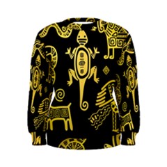 Mexican-culture-golden-tribal-icons Women s Sweatshirt by Salman4z