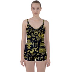 Golden-indian-traditional-signs-symbols Tie Front Two Piece Tankini