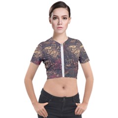 Vintage Cityscape City Retro Old Short Sleeve Cropped Jacket
