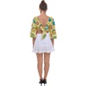 Seamless Pattern With Cute Dinosaurs Character Tie Back Butterfly Sleeve Chiffon Top View2