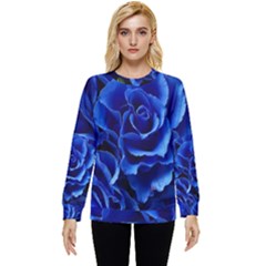 Blue Roses Flowers Plant Romance Blossom Bloom Nature Flora Petals Hidden Pocket Sweatshirt by pakminggu