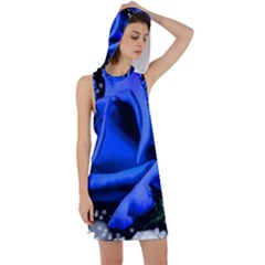 Blue Rose Roses Bloom Blossom Racer Back Hoodie Dress by pakminggu