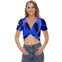 Blue Rose Roses Bloom Blossom Twist Front Crop Top View1