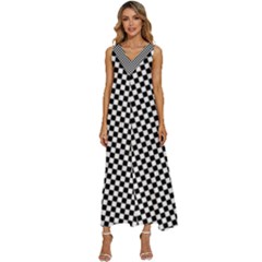 Background Black Board Checker Checkerboard V-neck Sleeveless Loose Fit Overalls by pakminggu