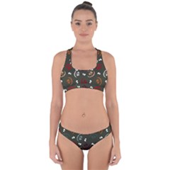 Art Halloween Pattern Creepy Design Digital Papers Cross Back Hipster Bikini Set by pakminggu
