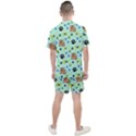 Dog Pattern Seamless Blue Background Scrapbooking Men s Mesh Tee and Shorts Set View2