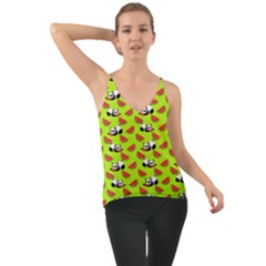 Watermelon Panda Background Wallpaper Chiffon Cami