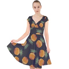 Pineapple Background Pineapple Pattern Cap Sleeve Front Wrap Midi Dress by pakminggu