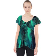Aurora Northern Lights Celestial Magical Astronomy Lace Front Dolly Top by pakminggu