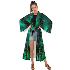 Aurora Northern Lights Celestial Magical Astronomy Maxi Kimono by pakminggu
