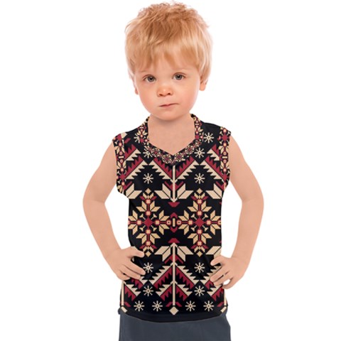Vector Illustration Of Ukrainian Folk Seamless Pattern Ethnic Ornament Border Element Traditional Kids  Sport Tank Top by pakminggu
