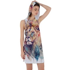 Lion Africa African Art Racer Back Hoodie Dress by pakminggu