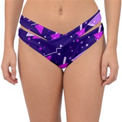 Purple Blue Geometric Pattern Double Strap Halter Bikini Bottoms