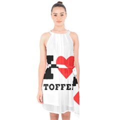 I Love Toffee Halter Collar Waist Tie Chiffon Dress by ilovewhateva