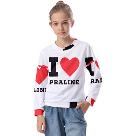 I Love Praline  Kids  Long Sleeve Tee With Frill  by ilovewhateva