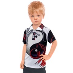 Yin And Yang Chinese Dragon Kids  Polo Tee